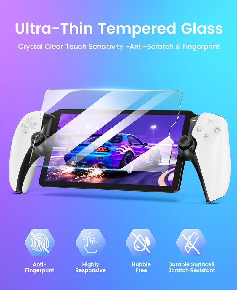 Svetaecho 8 in 1 Accessories Set Bundle Compatible with PlayStation Portal Remote Player, Carrying Case with with Holder Stand/2 Screen Protectors/4 Thumb Grips PS Portal Console - Image 4